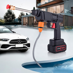 Pistola per lavaggio ad alta pressione con batterie rimovibili da 13000 mAh e 3 adattatori di lavaggio diversi. 180W e 10 bar di pressione.