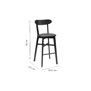 Tabouret de bar vintage noyer et noir H75 cm DOVE