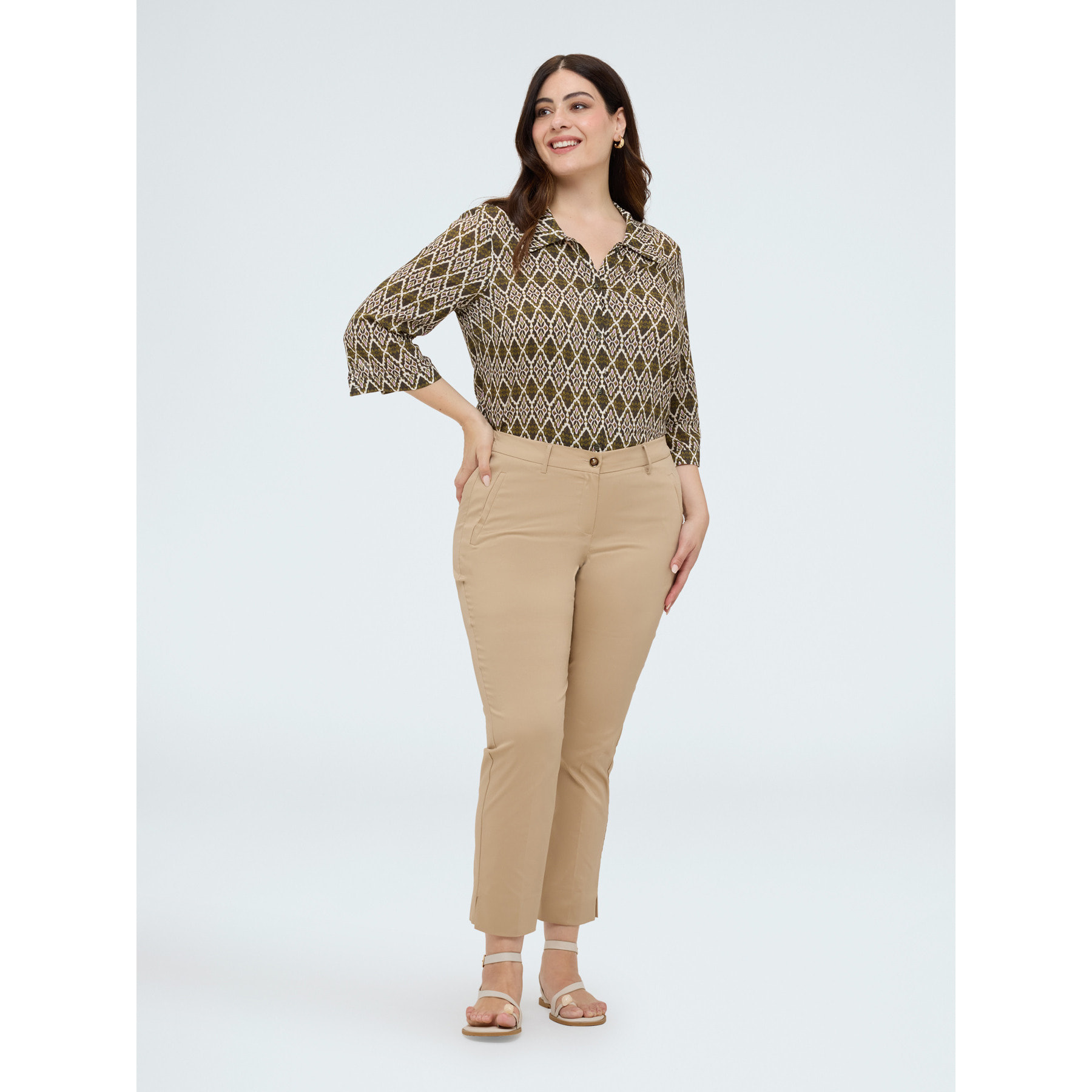 Fiorella Rubino - Pantalones New York en algodón stretch - Beige