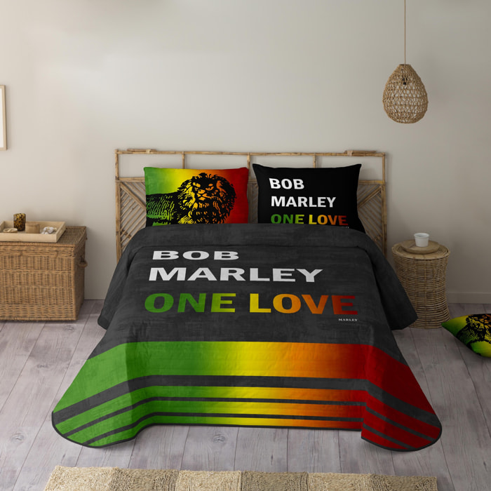 Marley - Colcha Bouti Estampada - 2/3 Piezas - 100% Poliéster - con CBD - Microfibra - 70 gr/m² - One Love Marley