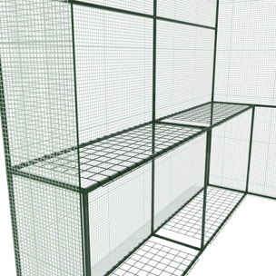 Serra Da Giardino Per Orto Con 4 Ripiani In Metallo Telaio In Acciaio Telo Retinato In Propilene Trasparente Porta Avvolgibile 186x120x190 Cm