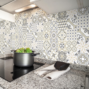 Stickers muraux - Sticker Mural Carrelage adhésif Cuisine Salle de Bain - 24 STICKERS CARREAUX DE CIMENT AZULEJOS FLORIANTIONA