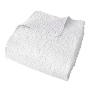 Couvre-lit microfibre à motif floral - Blanc