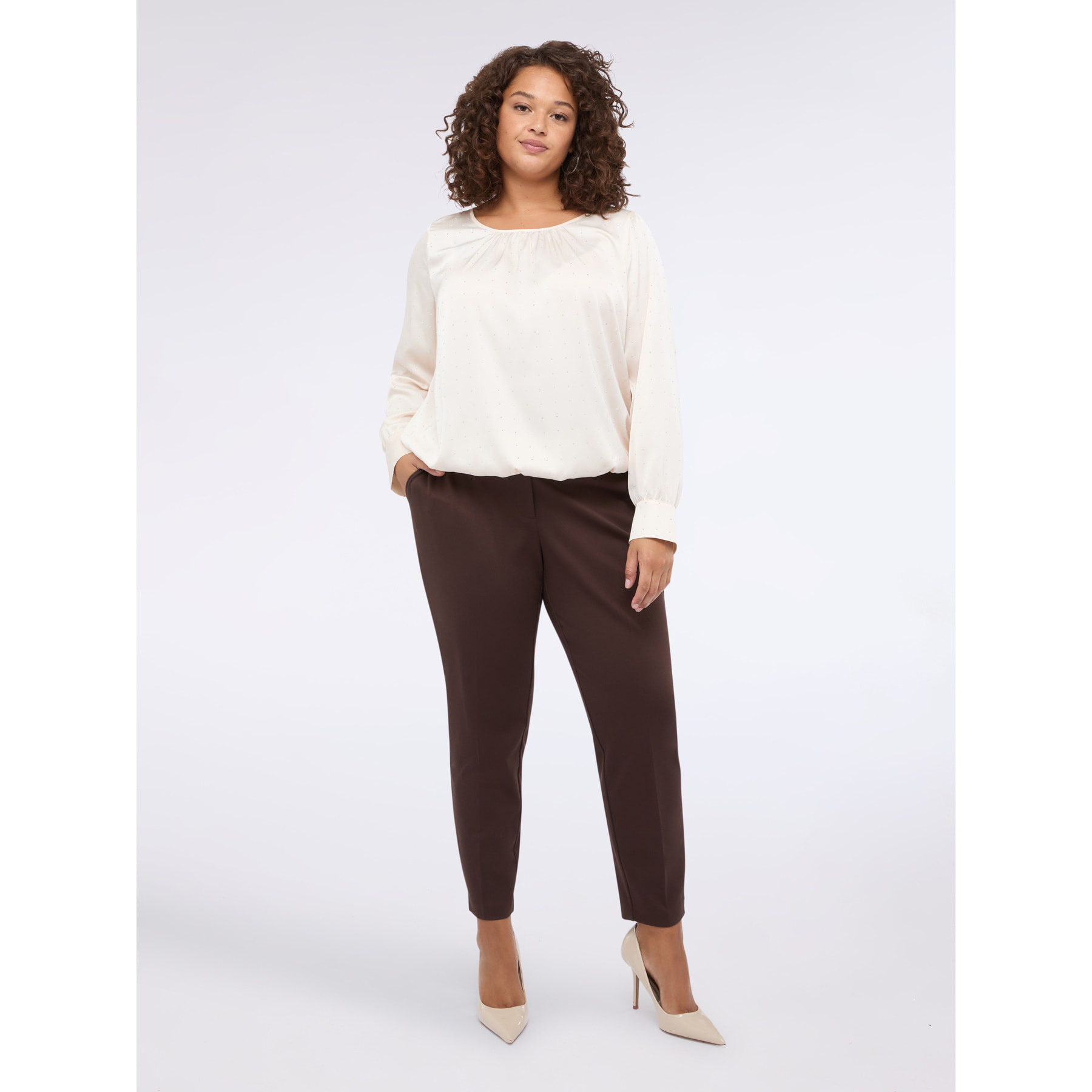 Fiorella Rubino - Blusa de satén tachonada de destellos - Blanco