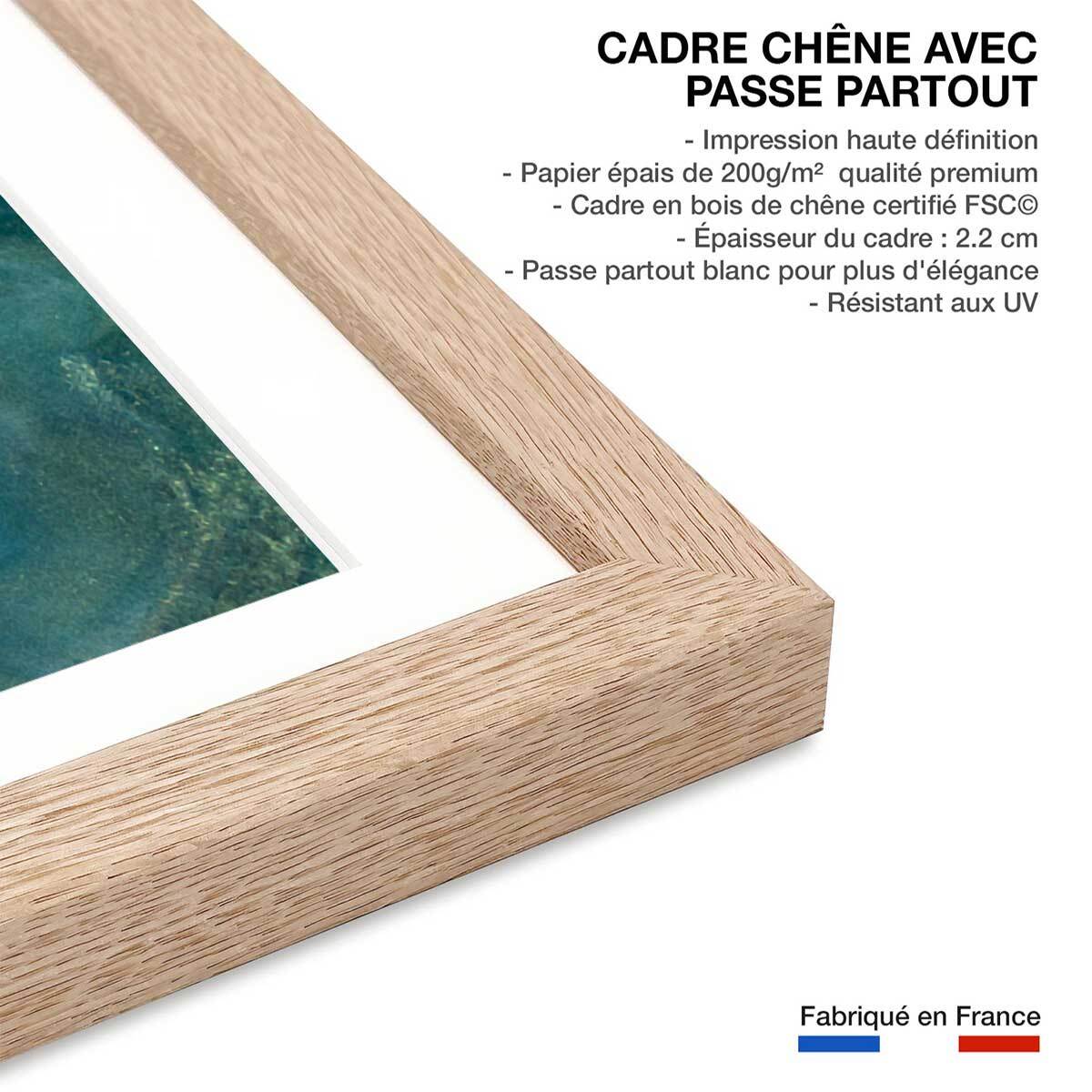Poster bleu constellation Affiche sous cadre bois