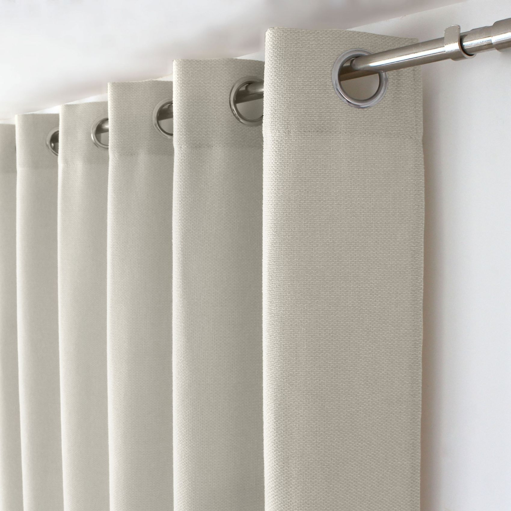 Rideau à oeillets en velours chenillé - Ecru