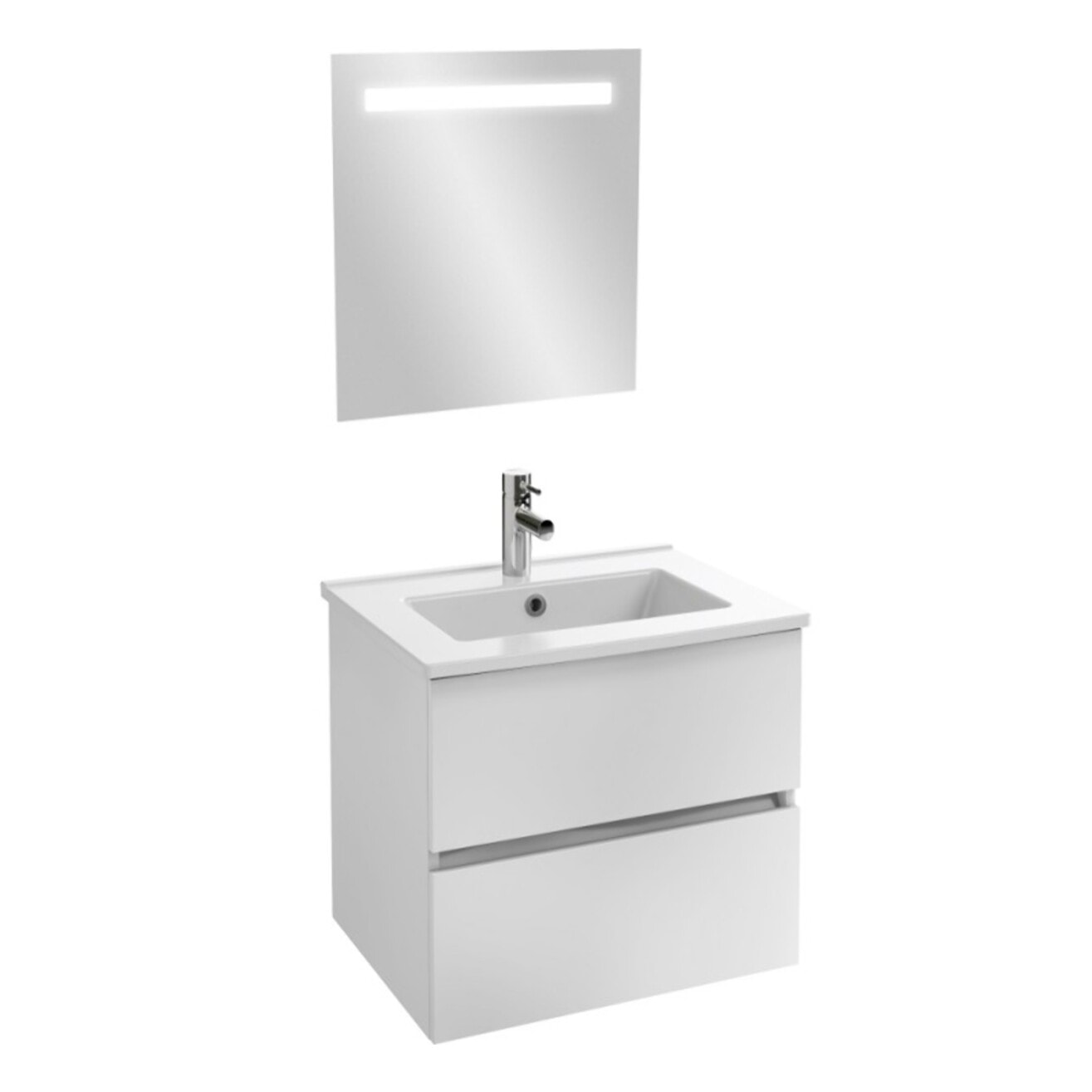 Meuble vasque Tolbiac blanc + miroir led