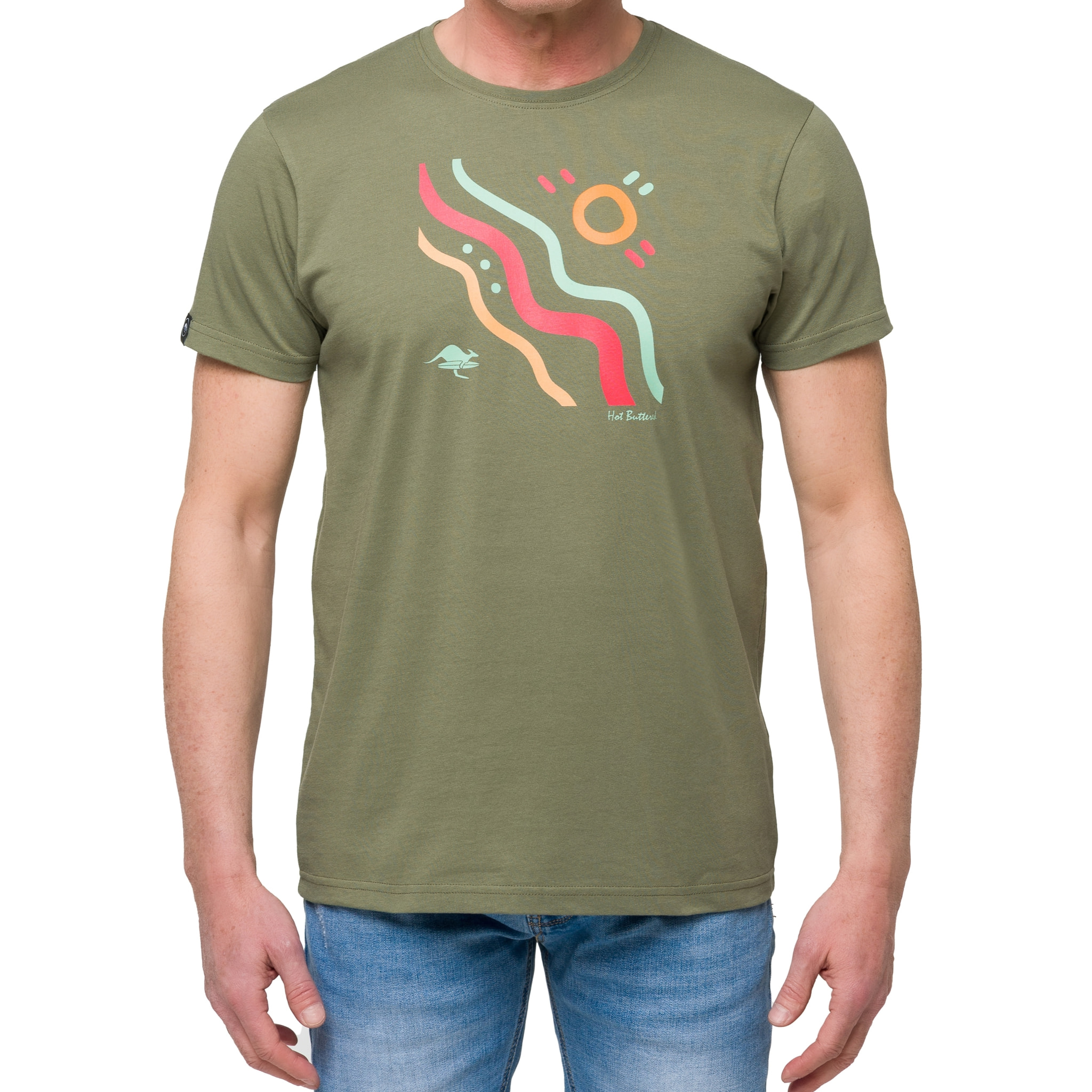 T-shirt in cotone 150 gr Hot Buttered Outback Verde militare.