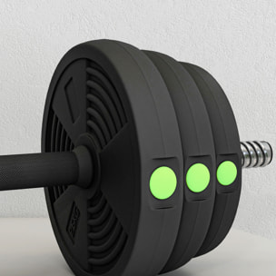 Kit de Mancuernas 30kg 2 en 1 Juego de Pesas con Barra de Pesas Mango Antideslizante Mancuernas Ajustables para Entrenamiento de Fuerza en Hogar Gimnasio Oficina Negro y Verde