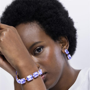 Pendientes de Cristal Morado acabados en oro amarillo de 18k