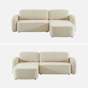 Canapé d'angle réversible convertible 3 places tissu avec coffre NOUMA