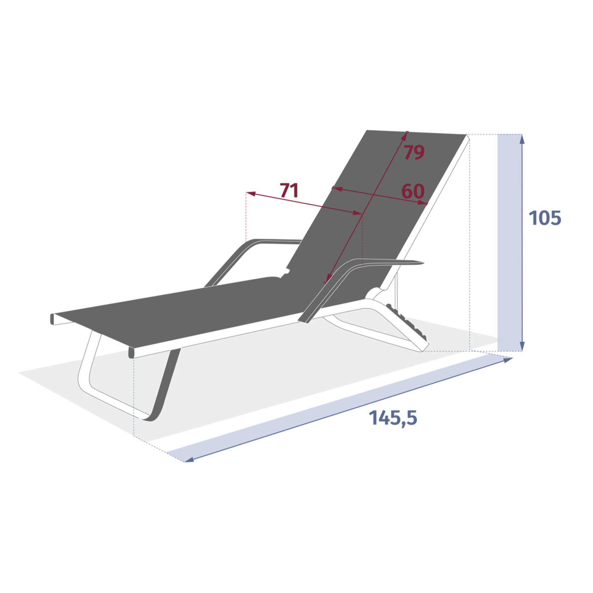 Transat "Bayamo" ardoise & graphite en aluminium traité époxy