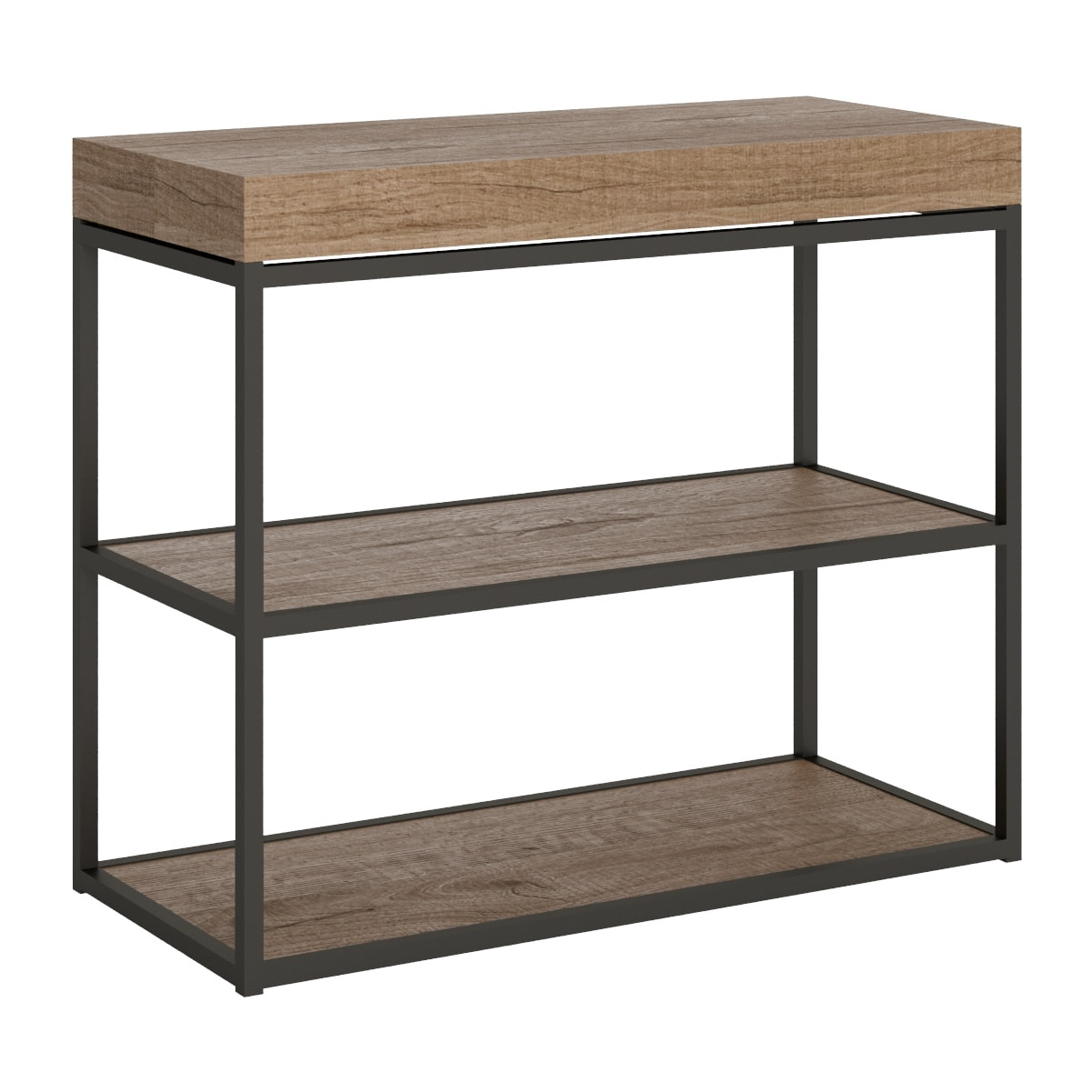 Console extensible 90x40/196 cm Plano Small Chêne Nature cadre Anthracite