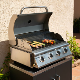 Barbecue à gaz avec 4 brûleurs à poser avec récupérateur de graisse