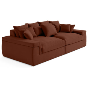 Sergio - canapé 4 places - assise profonde - en tissu - Terracotta