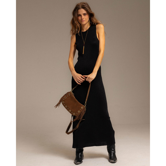 Vestido largo de punto con brillo