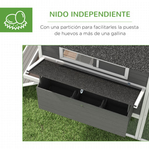 Gallinero para Exterior Gallinero de Madera Jaula Grande para 8-10 Gallinas con 2 Ponederos Techo Asfáltico Bandeja Extraíble y Rampa 347x160x150 cm Gris y Blanco