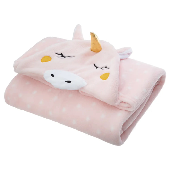 Plaid enfant "Licorne" - rose 100x140 cm