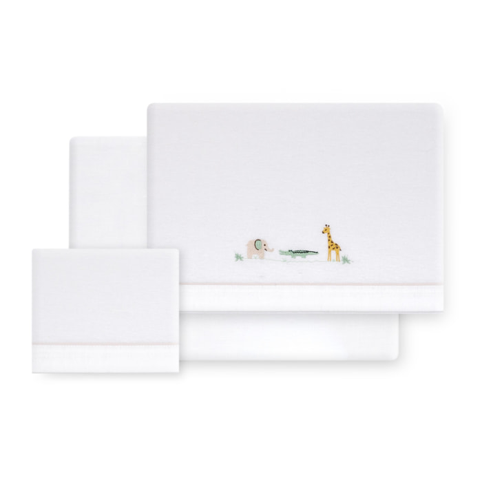 Triptico Minicuna Franela Jirafa Savanna Bco/Beig