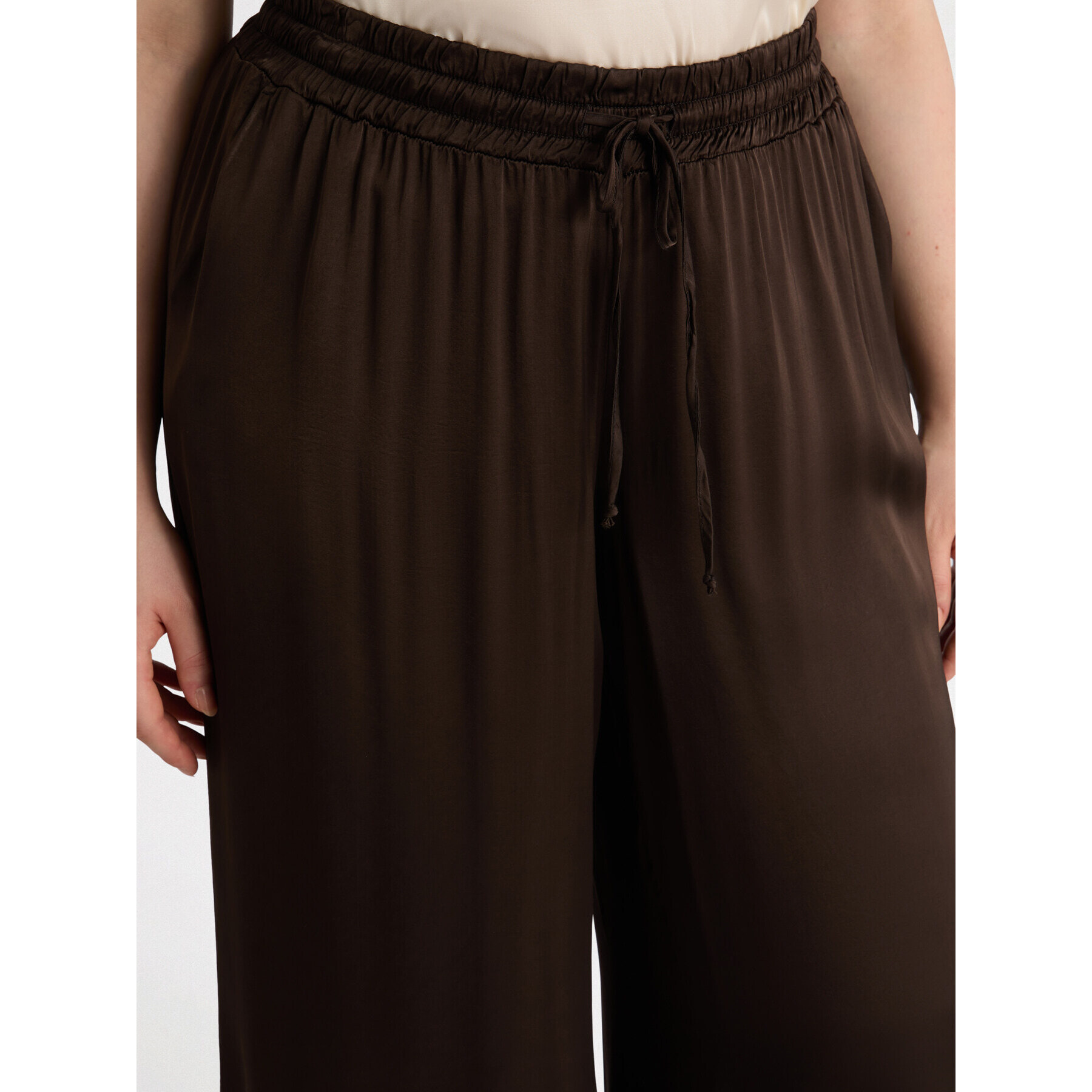 Fiorella Rubino - Pantalón palazzo de raso - Marrón