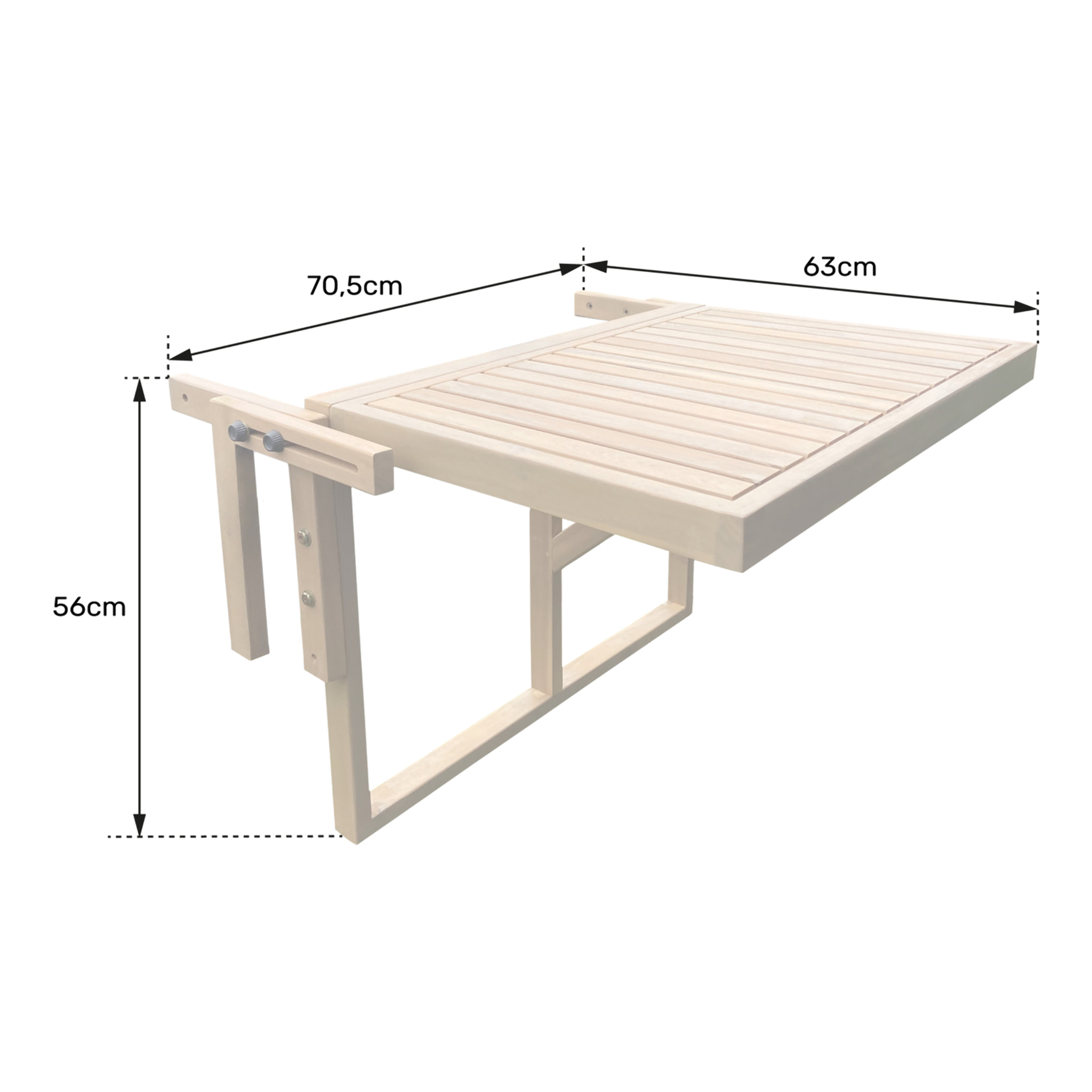 Table de balcon rabattable en acacia SUMBA