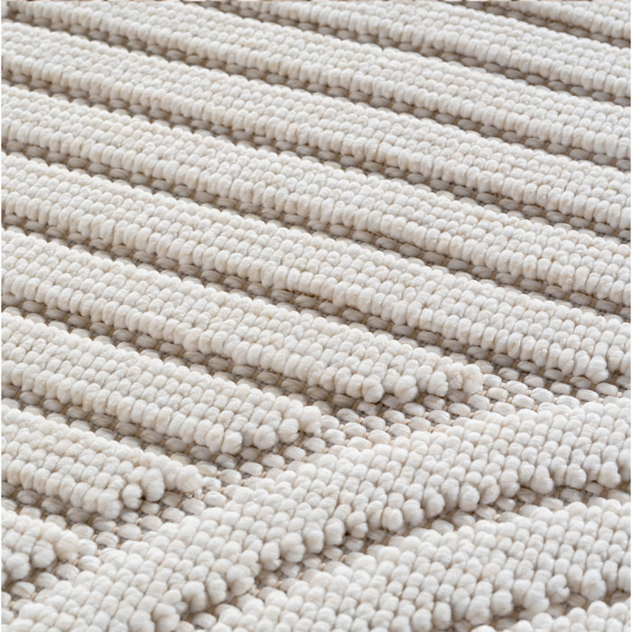 HELIX - Tapis moderne rond effet laine bouclé à motif géométrique en relief crème