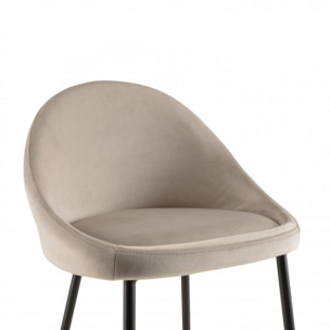 AUGUSTIN - Lot de 2 tabourets d'ilot velours chamois hauteur d'assise 65cm
