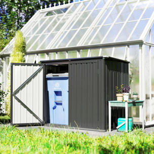 Cobertizo para Contenedor de Basura Doble, Caseta para Cubo de Basura de 240L de Acero Galvanizado con Tapa Abatible y Puertas con Cerradura, para Jardín, Exterior, 150x80x117 cm, Gris Oscuro