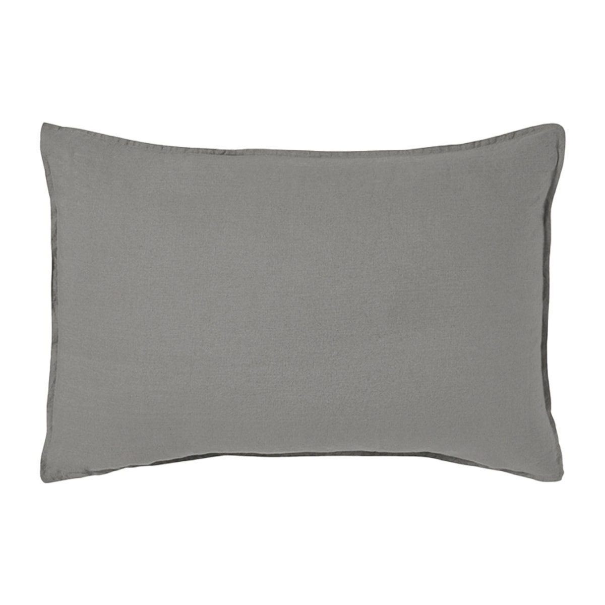 Taie d'oreiller unie en lin lavé, Made in France, NOUVELLE VAGUE , Gris Galet