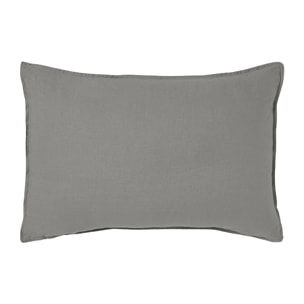 Taie d'oreiller unie en lin lavé, Made in France, NOUVELLE VAGUE , Gris Galet