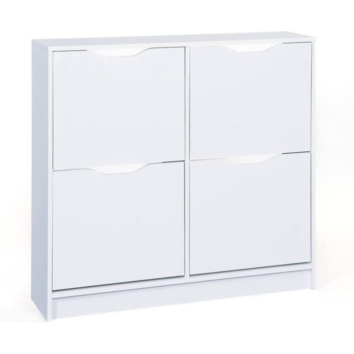 Scarpiera con quattro ante a soffietto, 90 x 100 x 25, Bianco