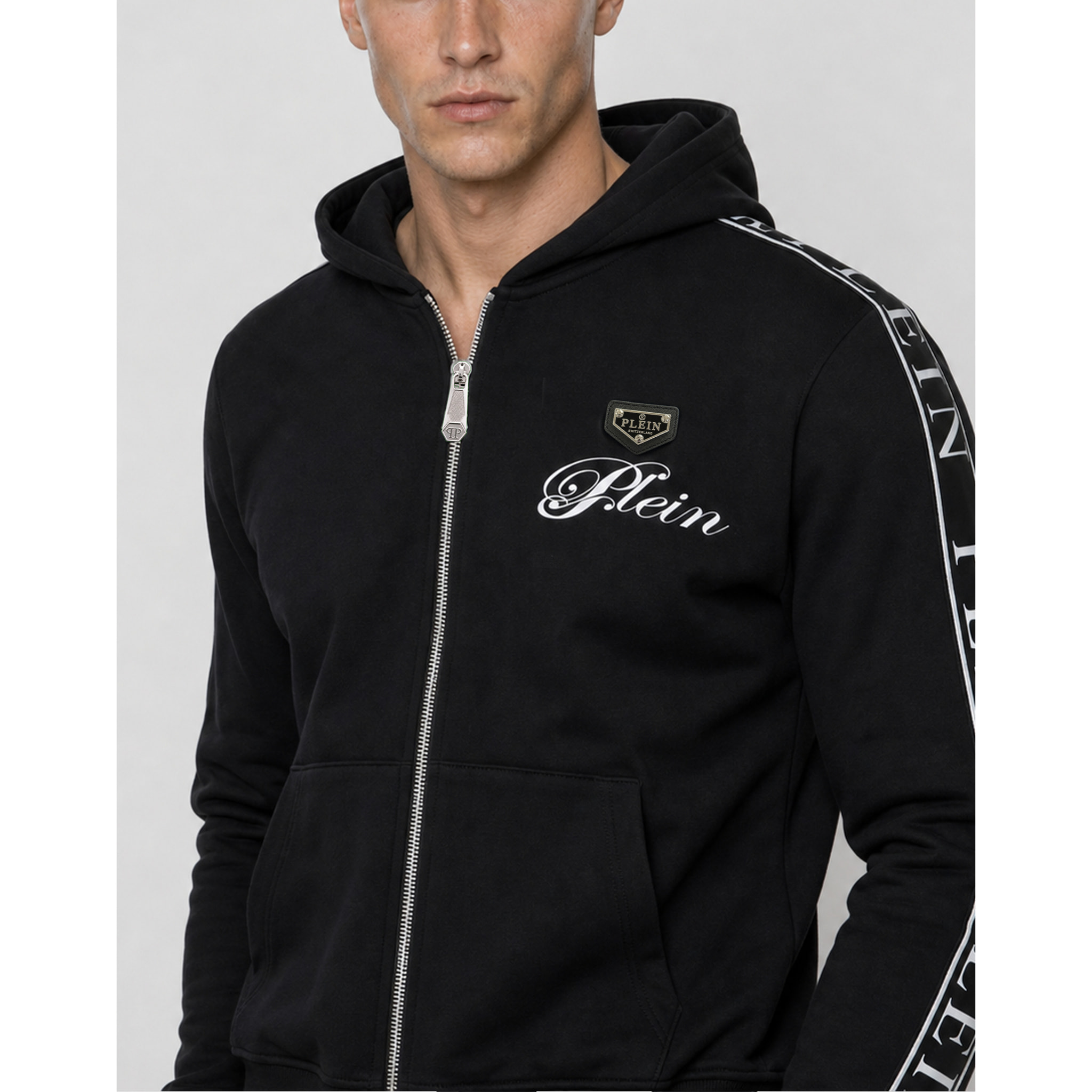 PHILIPP PLEIN Felpa con zip e cappuccio TEDDY
