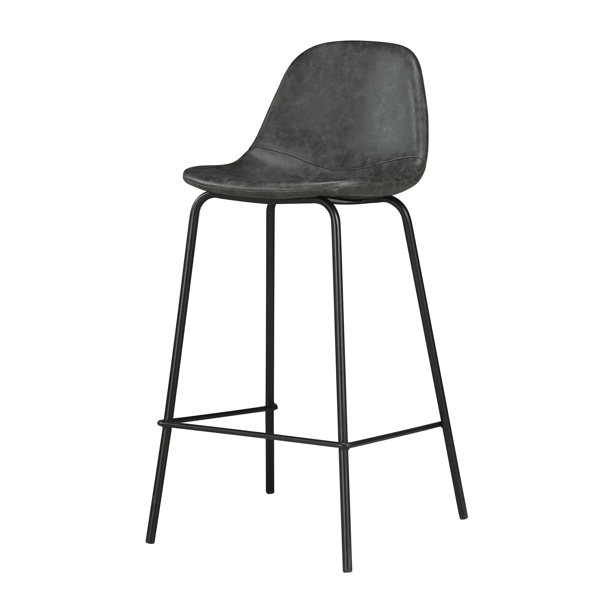 Chaise pour îlot central 65 cm en cuir synthétique gris/noir - Henrik