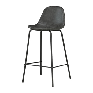 Chaise pour îlot central 65 cm en cuir synthétique gris/noir - Henrik