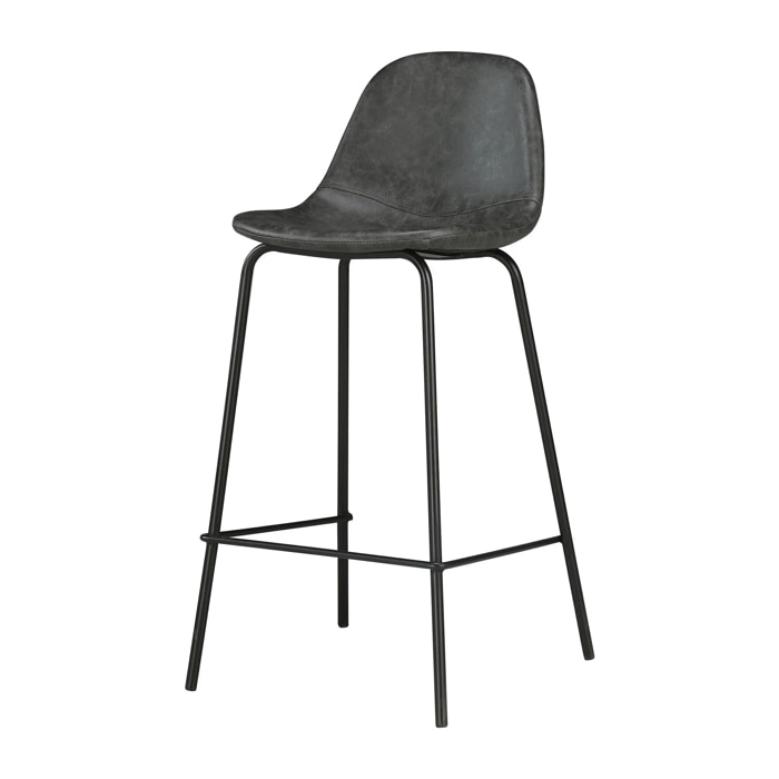 Chaise pour îlot central 65 cm en cuir synthétique gris/noir - Henrik
