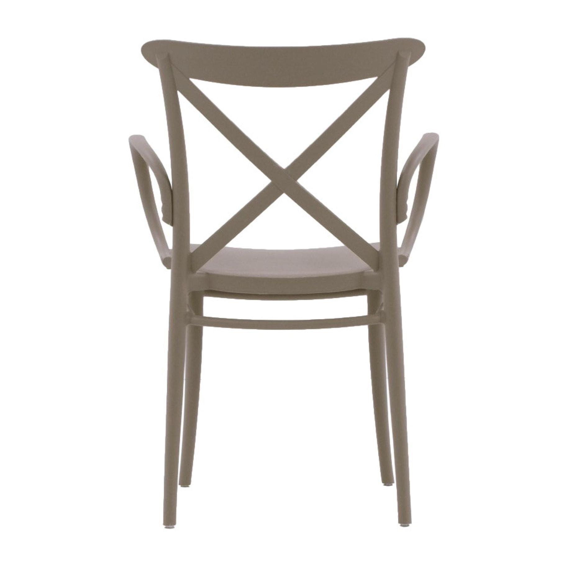 Set di 2 sedie RIO in polipropilene tortora con braccioli, impilabili