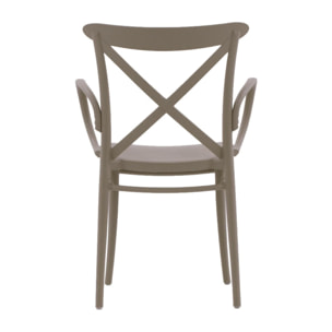 Set di 2 sedie RIO in polipropilene tortora con braccioli, impilabili