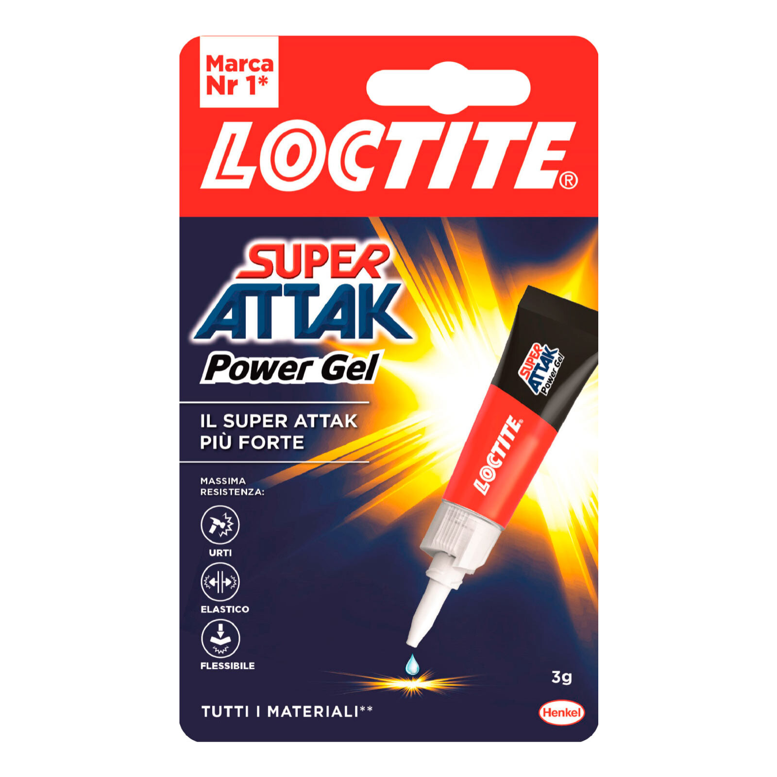 Loctite Super Attak Power Gel Adesivo per Materiali Flessibili - Flacone da 3g