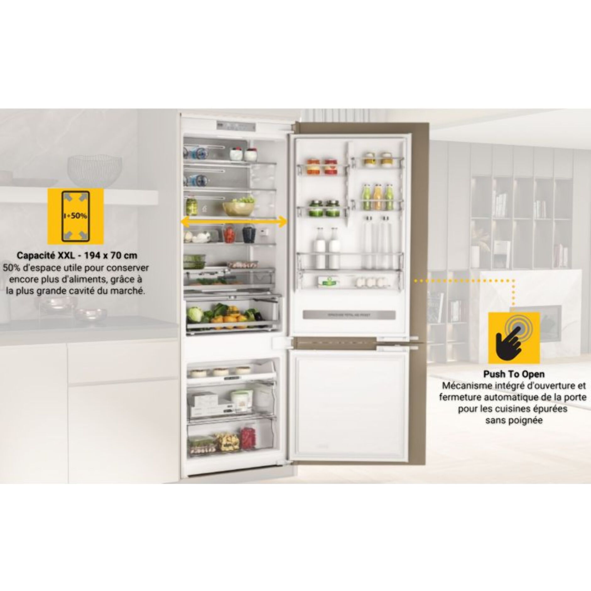 Réfrigérateur combiné encastrable WHIRLPOOL WHSP70T232P Supreme Silence 70cm Auto