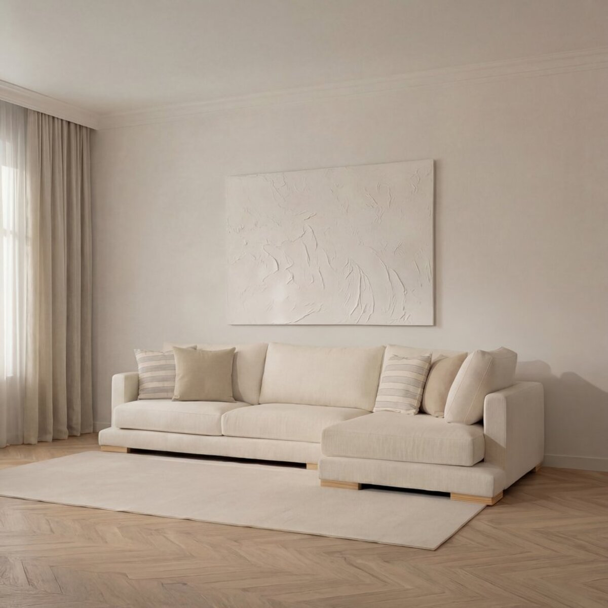 Canapé d'angle Luxor -textile,mousse pu,bois,panneau de particules-couleur beige 275 x 88 x 191 cm