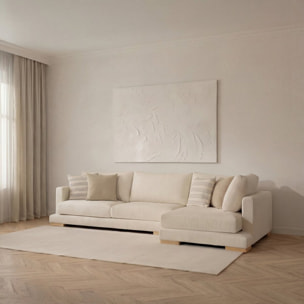 Canapé d'angle Luxor -textile,mousse pu,bois,panneau de particules-couleur beige 275 x 88 x 191 cm
