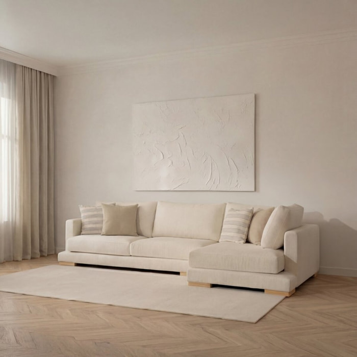Canapé d'angle Luxor -textile,mousse pu,bois,panneau de particules-couleur beige 275 x 88 x 191 cm