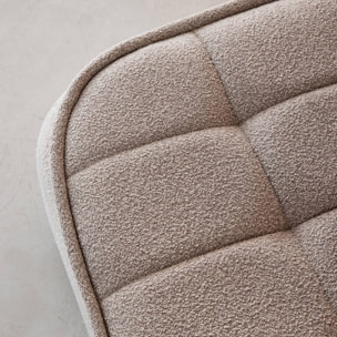 Pouf. repose-pieds pour chauffeuse 1 place Boni bouclette texturée beige L 91 x P 63 x H 40cm - Boni