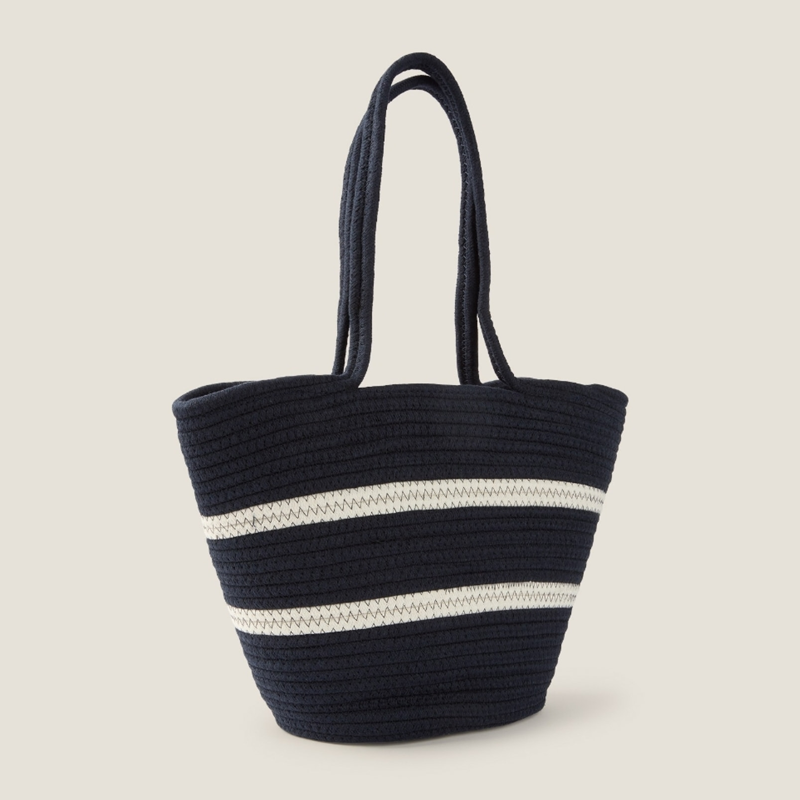 Capazo playa cuerda algodón Aixa color azul oscuro