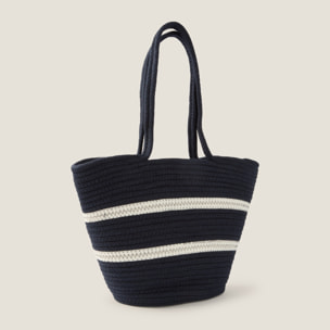 Capazo playa cuerda algodón Aixa color azul oscuro