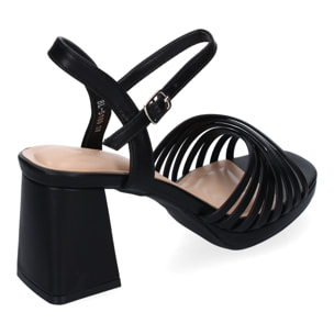 Sandalia de Tacon Ancho para Mujer, Comodo, Pala con Tiras Enredadas