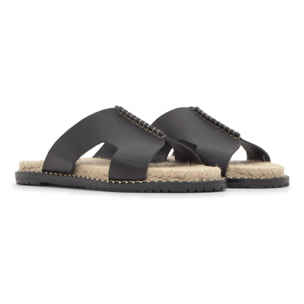 Sandalia plana Piti en napa con suela de yute y tpu