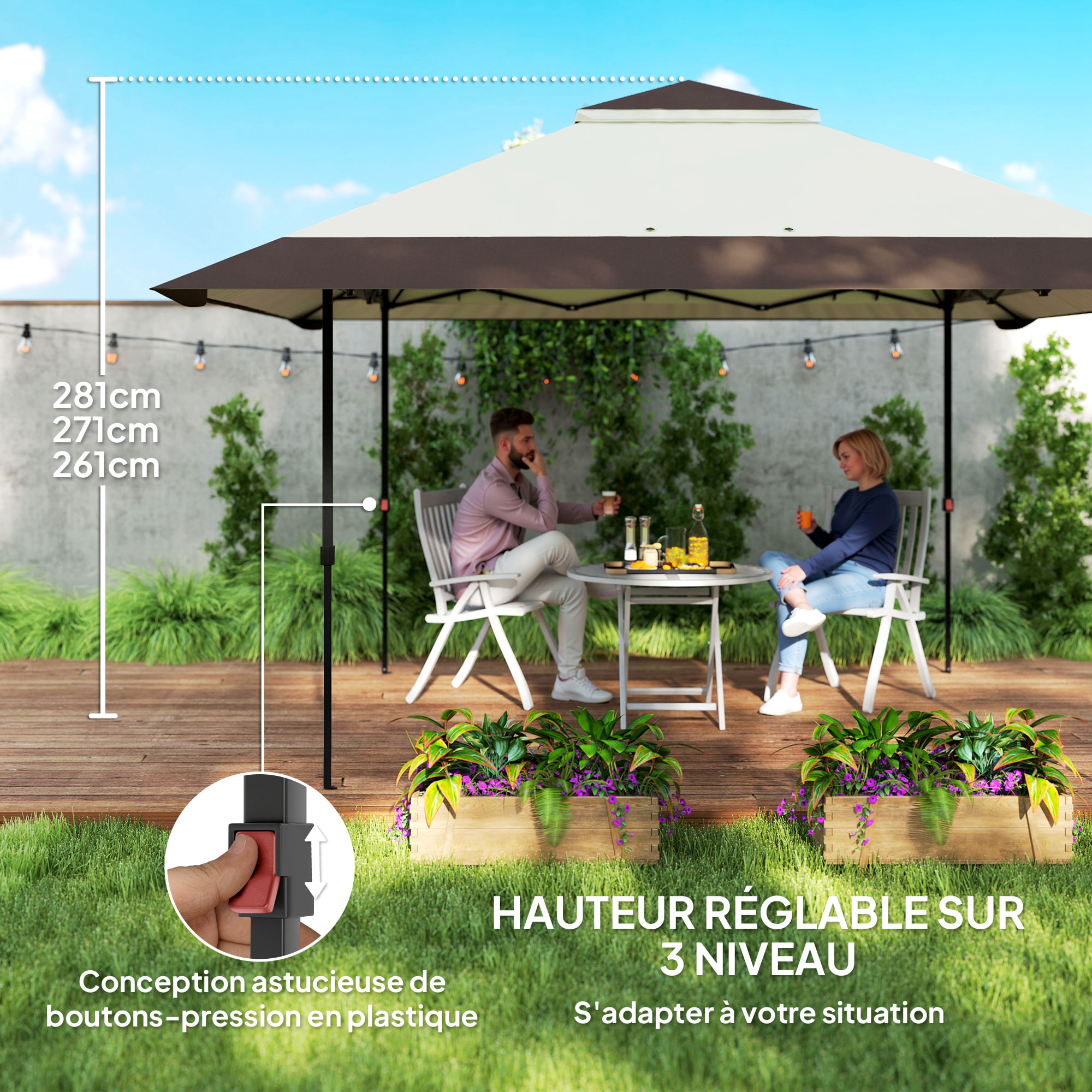 Tonnelle barnum pliable pop-up sacs de lestage et transport inclus