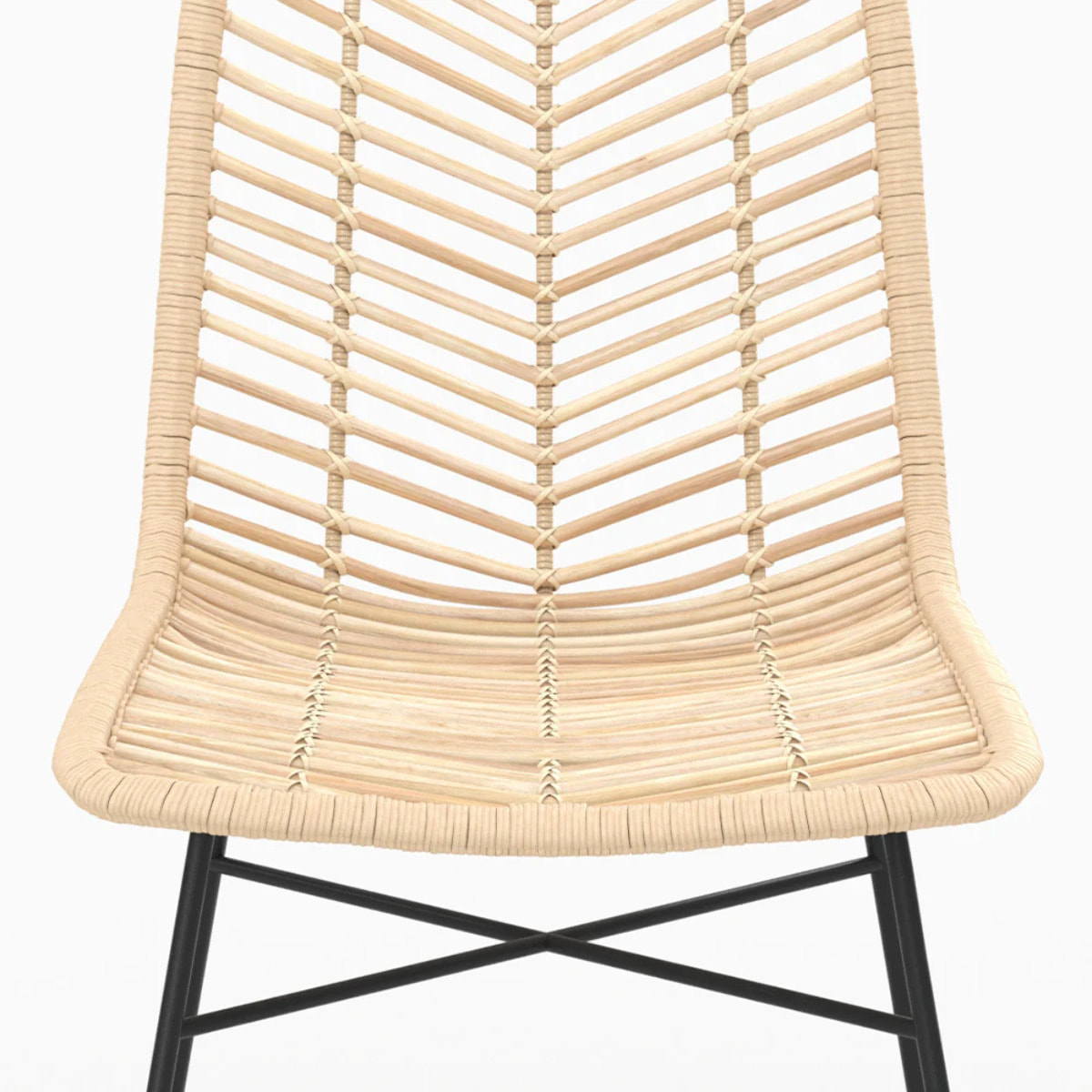 Lot de 2 chaises en rotin naturel et pieds en métal noir - Tamara