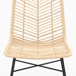 Lot de 2 chaises en rotin naturel et pieds en métal noir - Tamara